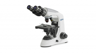 KERN OBE 132 biológiai mikroszkóp 40x/100x/400x/1000x nagyítás, állítható asztal, állítható fényerejű 3 W-os LED alsó megvilágítás, binokuláris