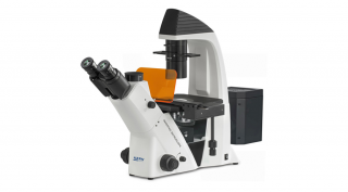 KERN OCM 168 inverz fázis kontrasztos fluoreszcens biológiai mikroszkóp 100x/200x/400x nagyítás, végtelen optikai egység, állítható asztal, állítható fényerejű 5 W-os LED felső és 5 W LED Epi fluoreszcens ráeső megvilágítás, trinokuláris