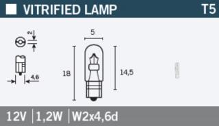Izzó 12V 1,2W üvegfejü W2X4.6D