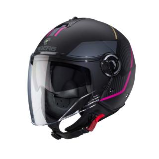 Nyitott bukósisak, CABERG Riviera V4 X GEO, matt fekete/fuchsia/antracit