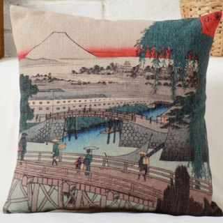 Díszpárna huzat Hokusai Fuji Híd