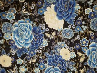 Furoshiki - Kék pünkösdi rózsa sötét háttérrel