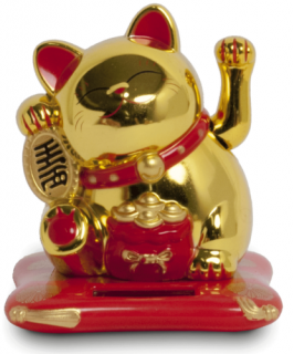 Maneki neko integető cica aranyszínű 10 cm