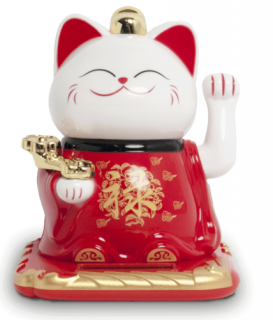 Maneki neko integető cica fehér 10 cm