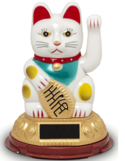 Maneki neko integető cica fehér 12 cm