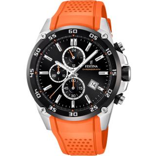FESTINA - F20330/4 férfi óra fekete / narancssárga számlappal narancssárga szilikon (gumi) szíjjal
