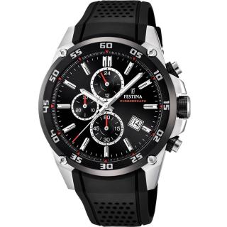 FESTINA - F20330/5 férfi óra fekete / piros számlappal fekete szilikon (gumi) szíjjal
