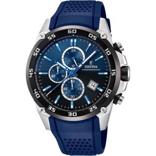FESTINA - F20330/A férfi óra kék / fekete számlappal fekete szilikon (gumi) szíjjal