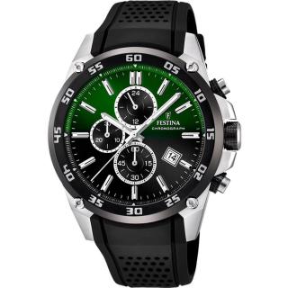FESTINA - F20330/B férfi óra zöld / fekete számlappal fekete szilikon (gumi) szíjjal