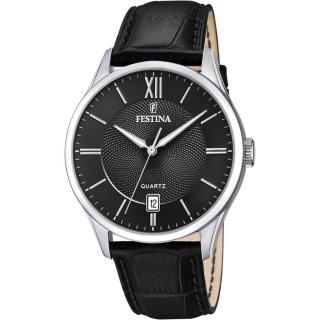 FESTINA - F20426/3 férfi óra fekete számlappal fekete bőrszíjjal