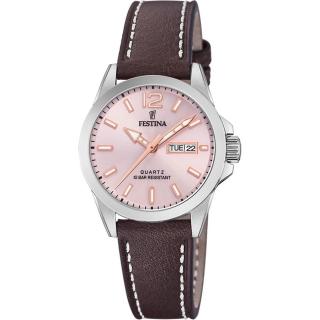 FESTINA - F20456/2 női óra rózsaszín számlappal barna bőrszíjjal