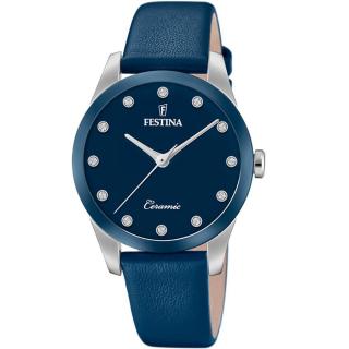FESTINA - F20473/2 női óra kék számlappal cirkónia kövekkel kék bőrszíjjal