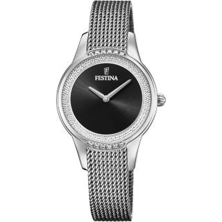 FESTINA - F20494/3 női óra fekete számlappal cirkónia kövekkel acél csattal