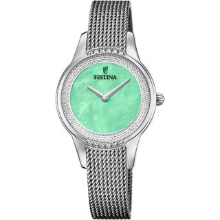 FESTINA - F20494/6 női óra mentazöld gyöngyház számlappal cirkónia kövekkel acél csattal