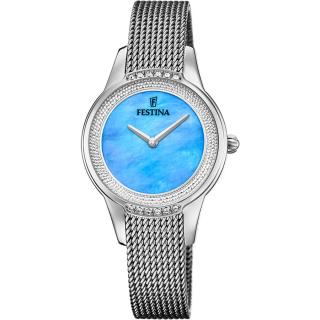 FESTINA - F20494/8 női óra kék gyöngyház számlappal cirkónia kövekkel acél csattal