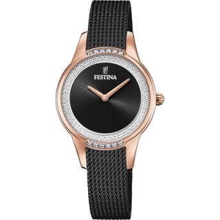 FESTINA - F20496/2 női óra fekete számlappal cirkónia kövekkel acél csattal (PVD)