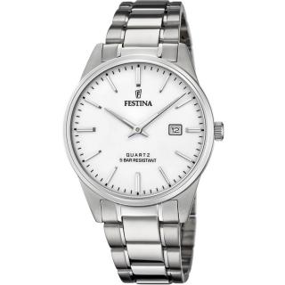 FESTINA - F20511/2 férfi óra ezüst számlappal acél csattal