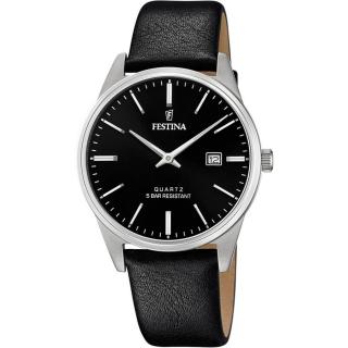 FESTINA - F20512/4 férfi óra fekete számlappal fekete bőrszíjjal