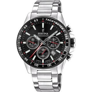 FESTINA - F20560/6 férfi óra fekete / piros számlappal acél csattal