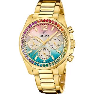 FESTINA - F20609/5 női óra rainbow számlappal, cirkónia kövekkel acél csattal (PVD)