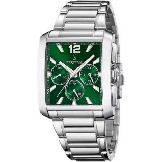 FESTINA - F20635/3 férfi óra zöld számlappal acél csattal