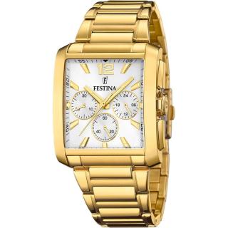 FESTINA - F20638/1 férfi óra ezüst számlappal acél csattal (PVD)