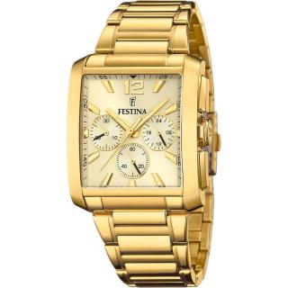 FESTINA - F20638/2 férfi óra arany számlappal acél csattal (PVD)