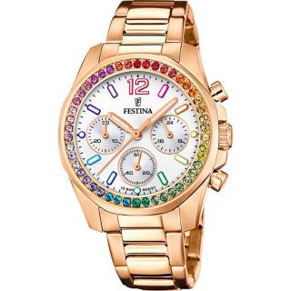 FESTINA - F20639/2 női óra ezüst (rainbow) számlappal, cirkónia kövekkel acél csattal (PVD)