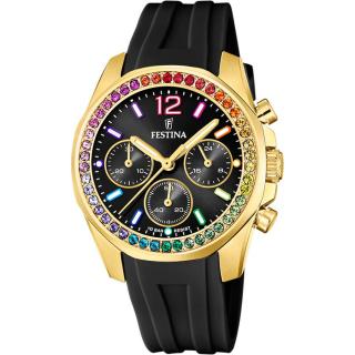 FESTINA - F20650/3 női óra fekete számlappal, cirkónia kövekkel fekete szilikon (gumi) szíjjal