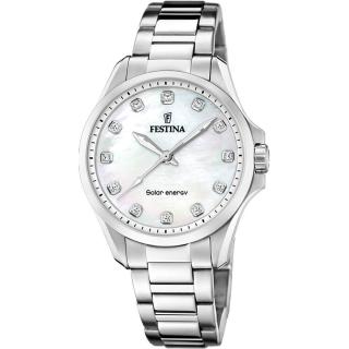 FESTINA - F20654/1 női óra gyöngyház számlappal, cirkónia kövekkel acél csattal
