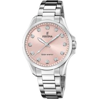 FESTINA - F20654/2 női óra rózsaszín számlappal, cirkónia kövekkel acél csattal