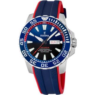FESTINA - F20662/1 férfi óra kék / fekete számlappal kék / piros szilikon (gumi) szíjjal