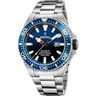 FESTINA - F20663/1 férfi óra kék / fekete számlappal acél csattal