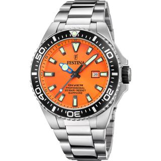 FESTINA - F20663/4 férfi óra narancssárga számlappal acél csattal