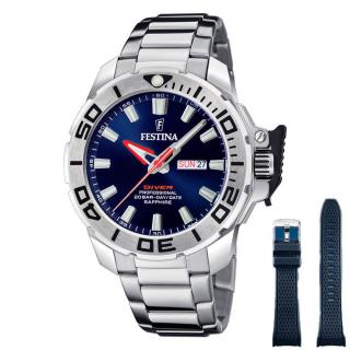 FESTINA - F20665/1 férfi óra kék számlappal acél csattal
