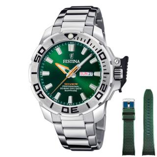 FESTINA - F20665/2 férfi óra zöld számlappal acél csattal