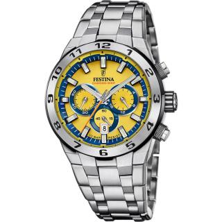 FESTINA - F20670/4 férfi óra sárga számlappal acél csattal
