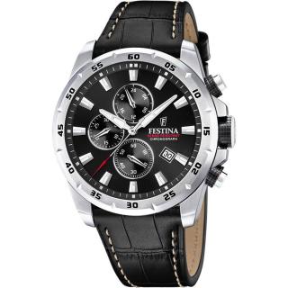 FESTINA - F20692/4 férfi óra fekete számlappal fekete bőrszíjjal