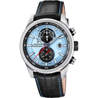 FESTINA - F20695/2 férfi óra kék számlappal fekete bőrszíjjal