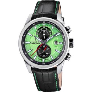 FESTINA - F20695/3 férfi óra zöld számlappal fekete bőrszíjjal