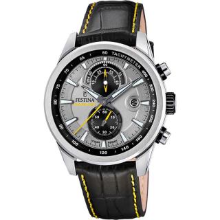 FESTINA - F20695/4 férfi óra szürke számlappal fekete bőrszíjjal