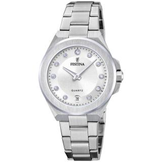 FESTINA - F20700/1 női óra gyöngyház számlappal, cirkónia kövekkel acél csattal