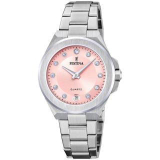 FESTINA - F20700/2 női óra rózsaszín számlappal, cirkónia kövekkel acél csattal