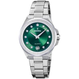 FESTINA - F20700/4 női óra zöld számlappal, cirkónia kövekkel acél csattal