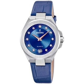 FESTINA - F20701/4 női óra kék számlappal, cirkónia kövekkel kék bőrszajjal
