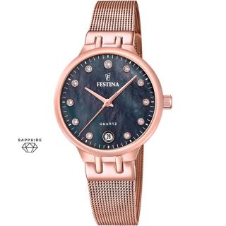 FESTINA - F20716/2 női óra fekete gyöngyház számlappal acél csattal (PVD)