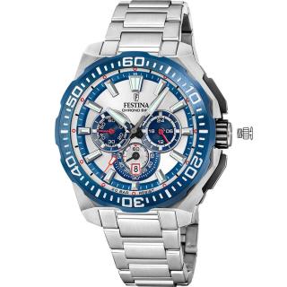 FESTINA - F20724/1 férfi óra ezüst / kék számlappal acél csattal
