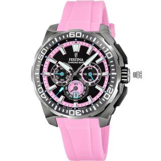 FESTINA - F20725/2 férfi óra pink / fekete számlappal pink szilikon (gumi) szíjjal
