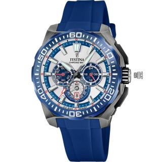 FESTINA - F20725/4 férfi óra kék / ezüst számlappal kék szilikon (gumi) szíjjal