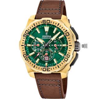 FESTINA - F20728/2 férfi óra kék számlappal barna bőrszíjjal